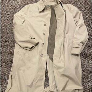 Vintage London Fog Maincoats Khaki Trench Coat Removable Plush Lining Size 42